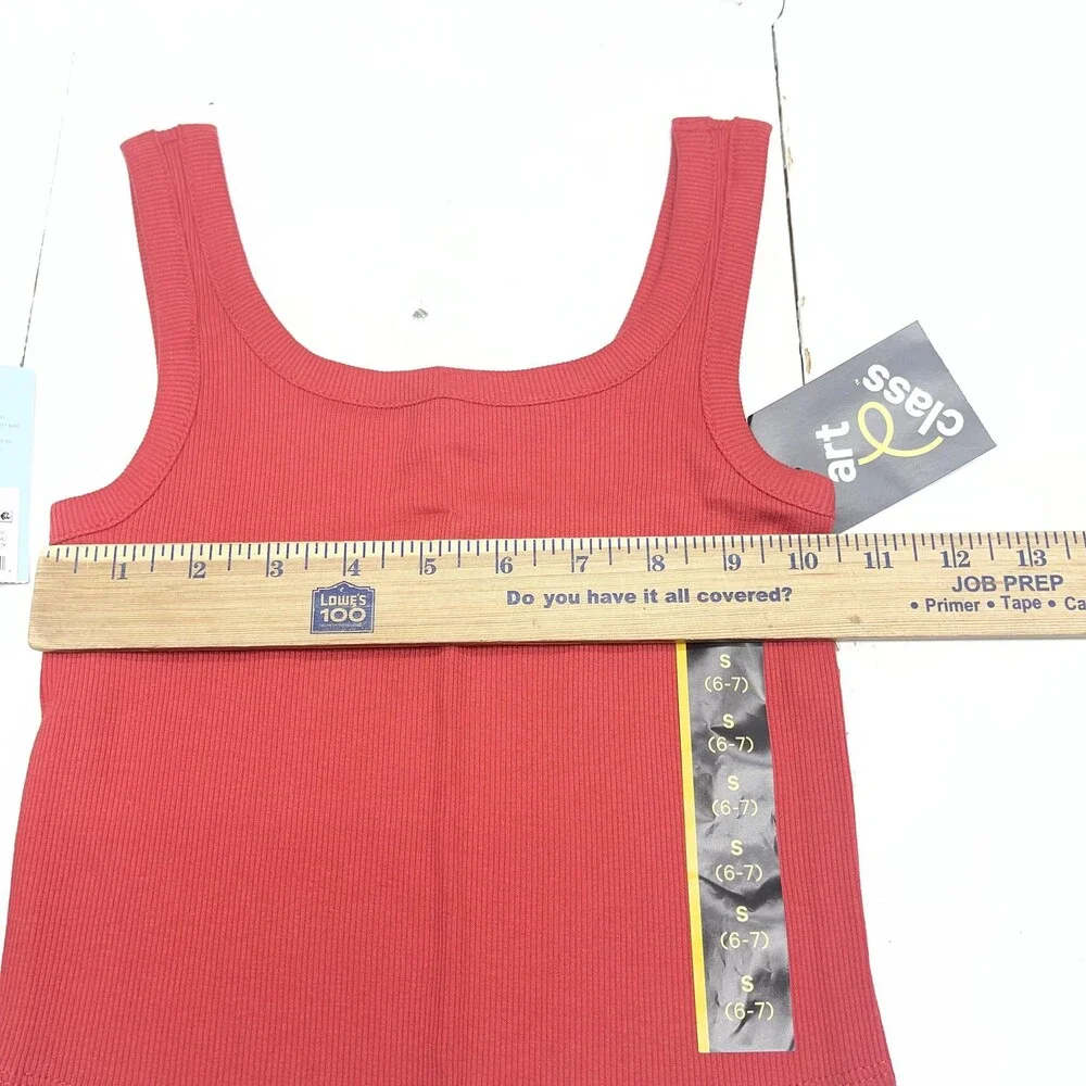 Cat & Jack Art Class Outfit Set Girls Small 6-7 Red Cream Tanks Black Leggings